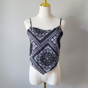 Black Bandana Print Handkerchief Hem Cami Top | Y2K Boho Festival Style